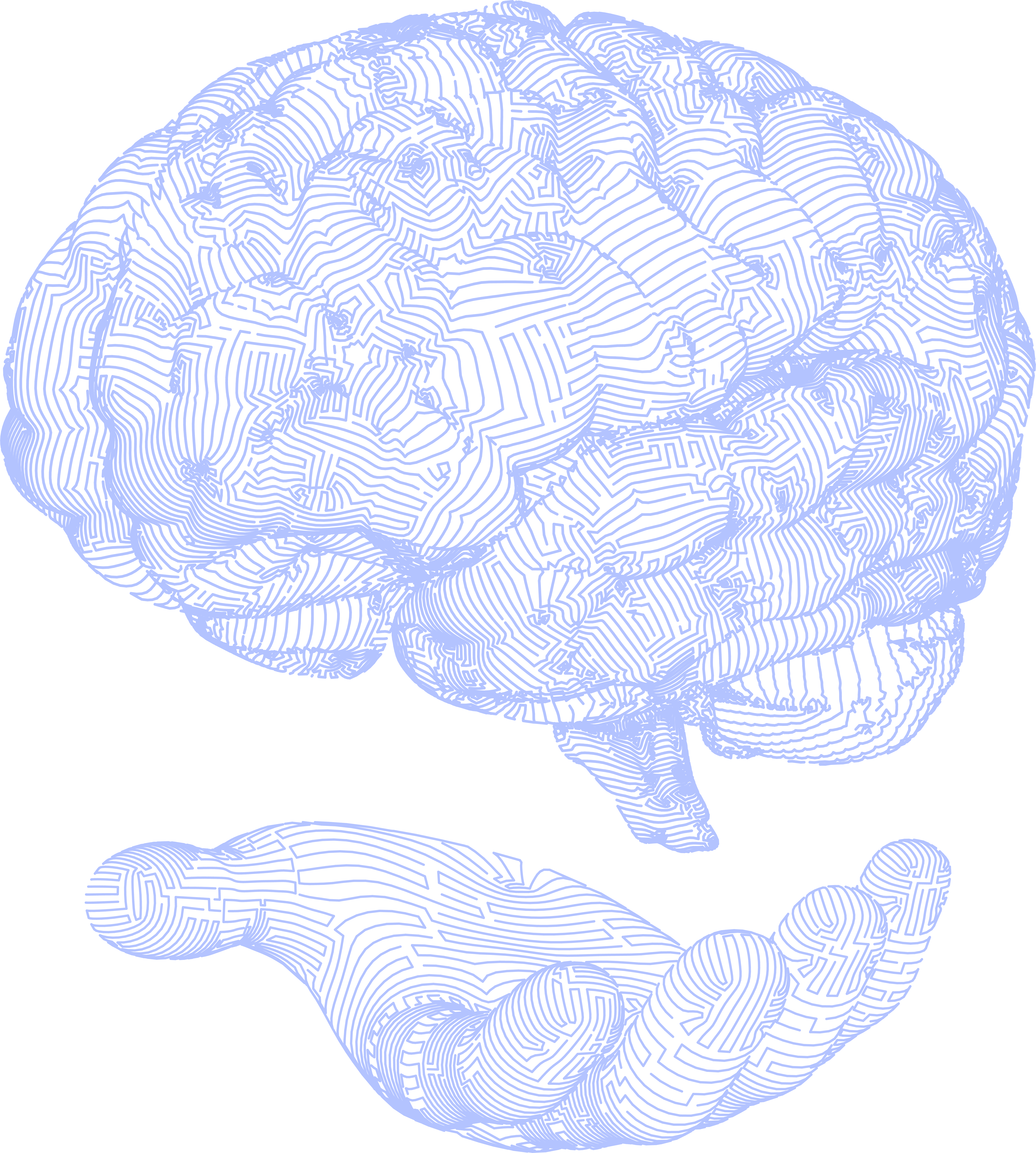 Futuristic 3D wireframe brain illustration resting on a stylized hand - MedCortex Platform